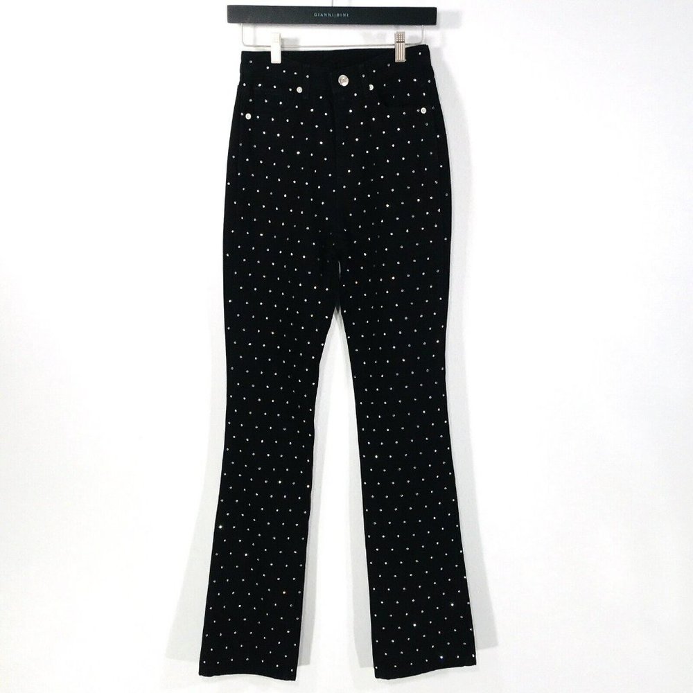Gianni Bini Ivy Rhinestone Straight Leg Jeans Women's Size 25 High Waist NWT